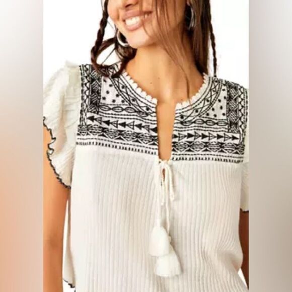 Free People Sarafina Top In Ivory Combo - Picture 5 of 6